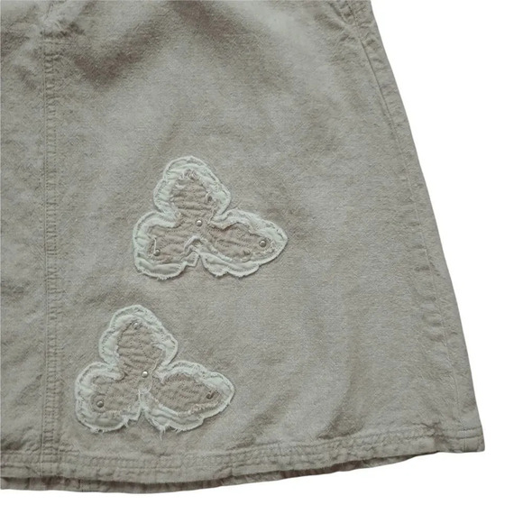 Point Zero A-Line Skirt  Neutral Tan Beige Raw Embroidery 11/12 - Picture 6 of 9